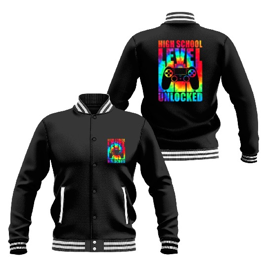 High School Level Unlocked Tie Dye Back To School Baseball Jackets