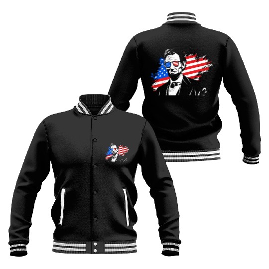 Merica Lincoln President Independence Day Party Baseball Jackets