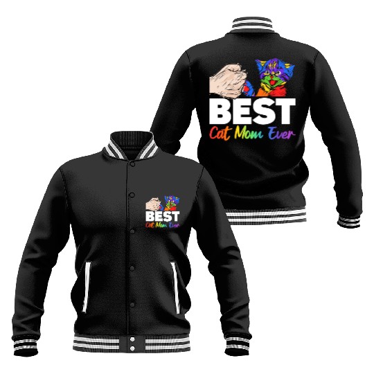Best Cat Dad Ever Colorful Rainbow Mother's Day Baseball Jackets