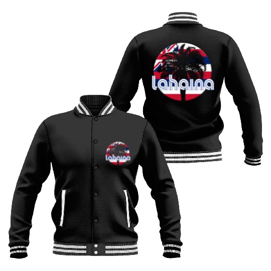 Lahaina Maui Hawaii Hawaiian Flag Native Palm Tree Baseball Jackets