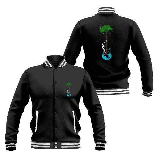 Guitar Nature Musician Earth Day Tree Guitarist Baseball Jackets