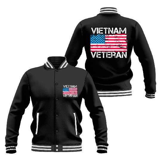 Vietnam Veteran Us Flag Military Vet Baseball Jackets