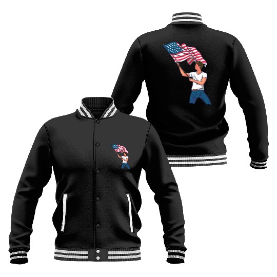 Waving Usa Flag Baseball Jackets