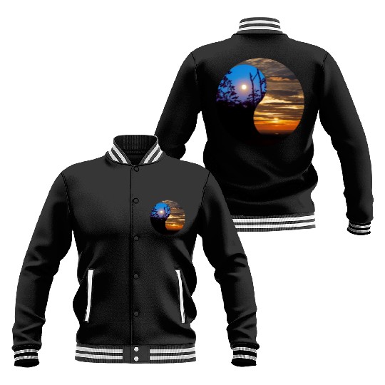 Yin and Yang of day and night in nature Baseball Jackets