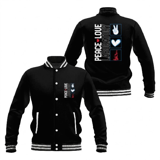 Science Baseball Jackets, Peace Love Laboratory Baseball Jackets,