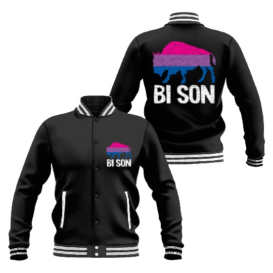 Bi Son Lgbbt Flag Bisexual Bison Funny Bi Pride Baseball Jackets