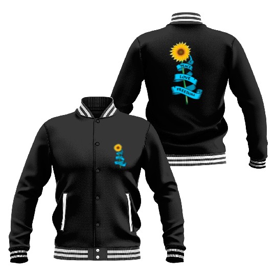 Sunflower Peace love freedom Baseball Jackets