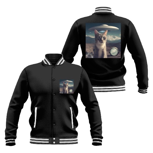 Cat Ufo Alien Area 51 space shuttle Baseball Jackets