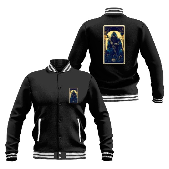 Dark Tarot Card Baseball Jackets: Mystical Astrology