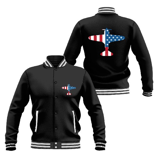 Plane Aircraft USA Flag Veteran Pilot Gift Baseball Jackets