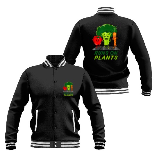 runs on plants vegan vegetarian runner broccoli gi Baseball Jackets