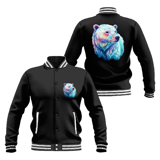 Polar Bear Roar in Winter Wonderland Watercolor Baseball Jackets