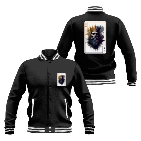 Creepy Card Game King Spades Poker Nightmare Baseball Jackets