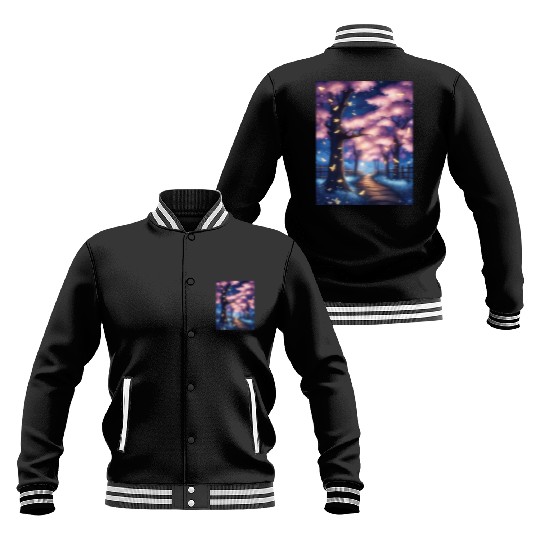 Fireflies In Cherry Blossom Trees Baseball Jackets