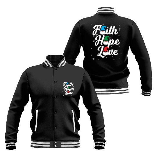 Religious Family Faith Hope Love Christmas Gnome Baseball Jackets