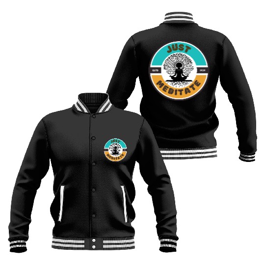 Sustainably Sourced Womens Teal Meditate Apparel Baseball Jackets