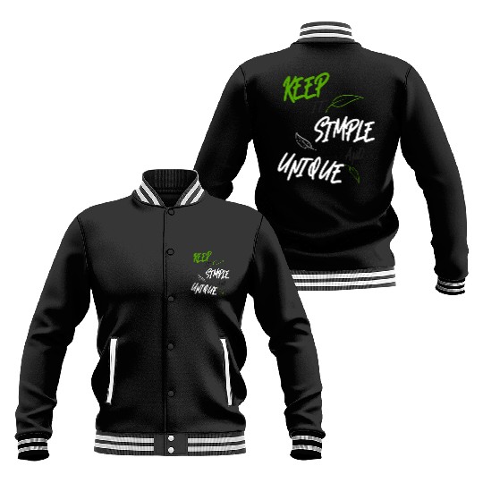KEEP IT SIMPLE AND UNIQUE-WHITE GREEN LETTERING Baseball Jackets