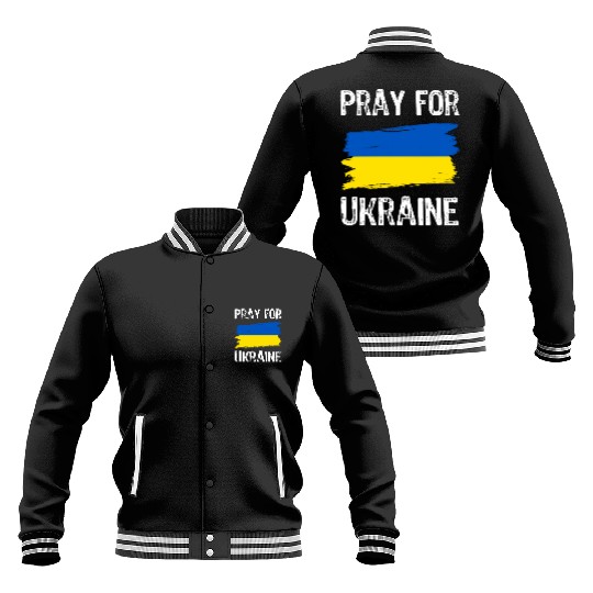 Pray For Ukraine With Ukrainian Flag Baseball Jackets