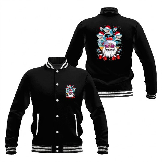 Santa Claus Shark Christmas Baseball Jackets