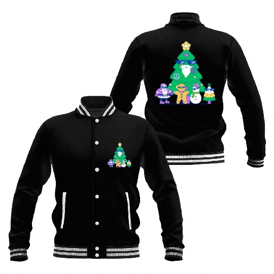 Santa snowman tree funny Christmas day Baseball Jackets