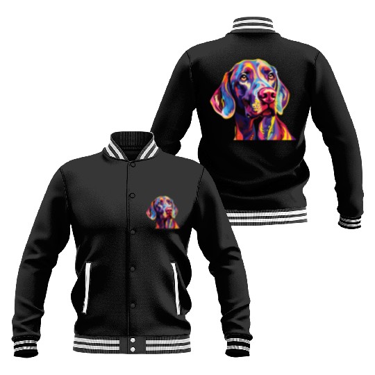 Watercolor Colorful Weimaraner Baseball Jackets