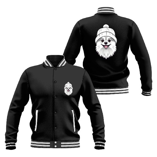 Cute Pomeranian with hat Baseball Jackets