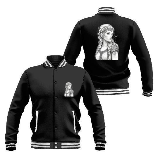 Viking female hairstyles grayscale Baseball Jackets