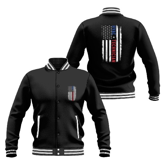 HVAC Technician US American Flag HVAC Mechanic Baseball Jackets