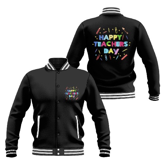 Happy teachers day text design Baseball Jackets