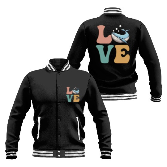 LOVE Whale Lover Ocean Scientist Marine Biologist Baseball Jackets