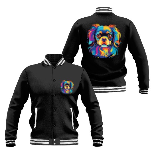 Watercolor Colorful Tibetan Spaniel Baseball Jackets