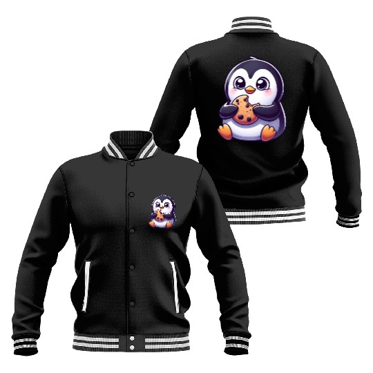Penguin Cookie Sweet Dessert Biscuit Baseball Jackets
