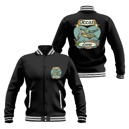 Ocean Lover Sea Turtle Baseball Jackets