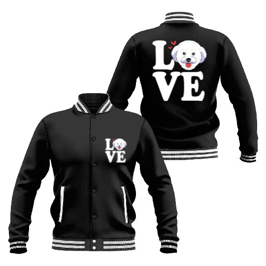 Cute Dog Face I Love My Bichon Frise Baseball Jackets