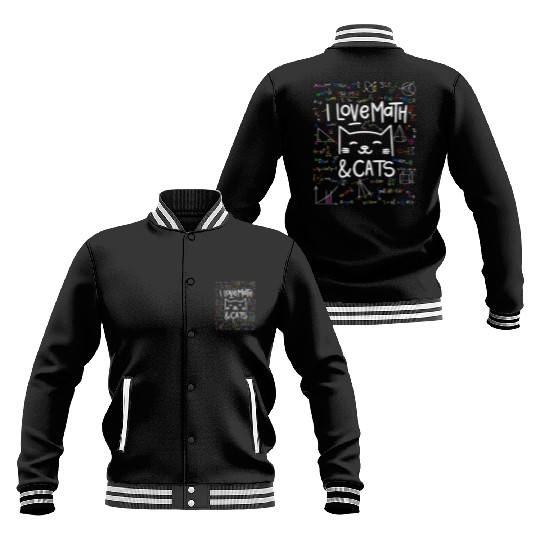 Cat Lover, Math, I Love Math And Cats, Math Lover Baseball Jackets