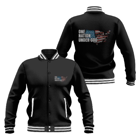 4th Of July One Nation Under God US Flag Faith Baseball Jackets
