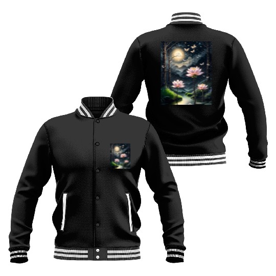 Lotus Blossoms Under the Moonlight Baseball Jackets