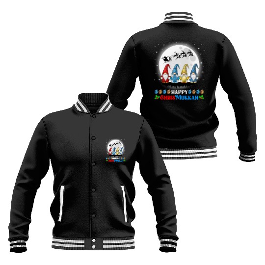 Happy Chrismukkah Gnomes Christmas Hanukkah Baseball Jackets