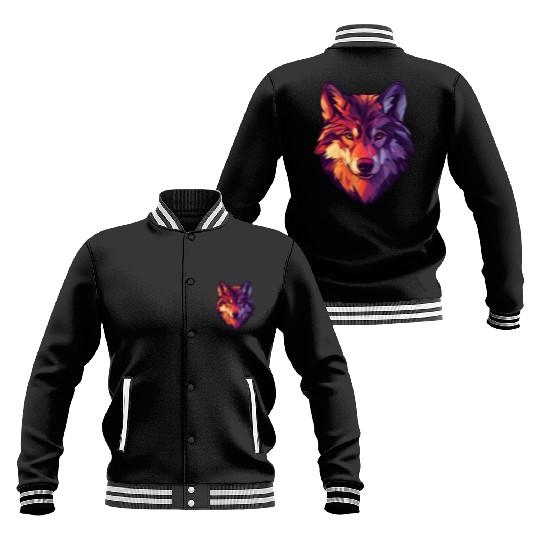 Floral Wolf Vintage Flowers Wolf Face for Wolves Baseball Jackets
