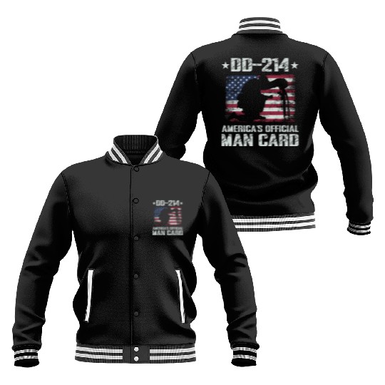DD-214 America's Official Man Card Veteran Pride Baseball Jackets