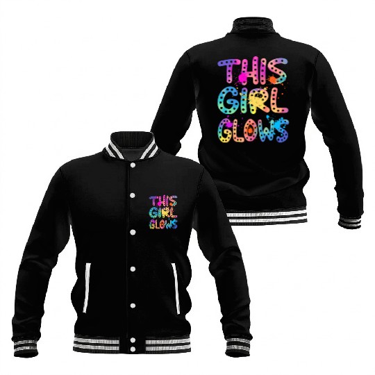 This Girl Glows Colorful Tie Dye Girls Group Party Baseball Jackets