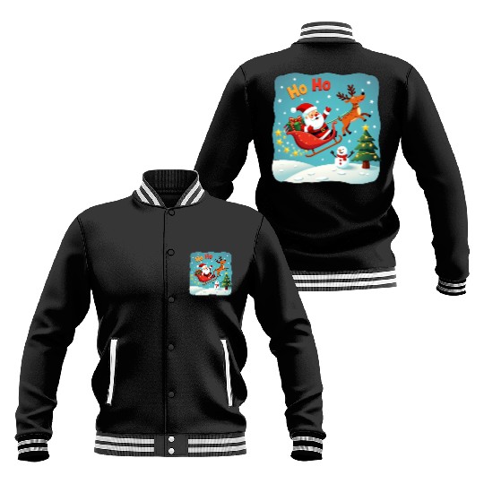 Santa Clause waving " HO-HO" Baseball Jackets