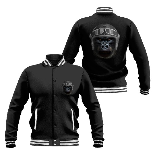 Biker Gorilla Motorcycle Silver Back Monkey Baseball Jackets