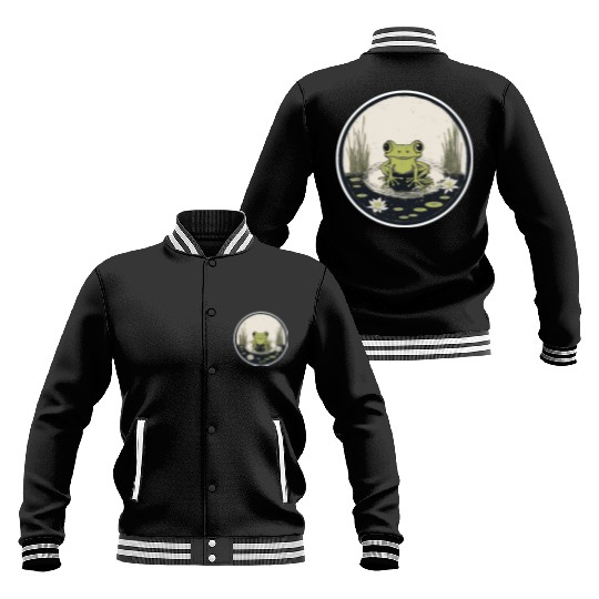 Serene Frog in a Tranquil Pond Baseball Jackets