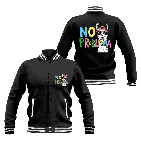 No ProbLama – Funny Casual Colorful Llama Design Baseball Jackets