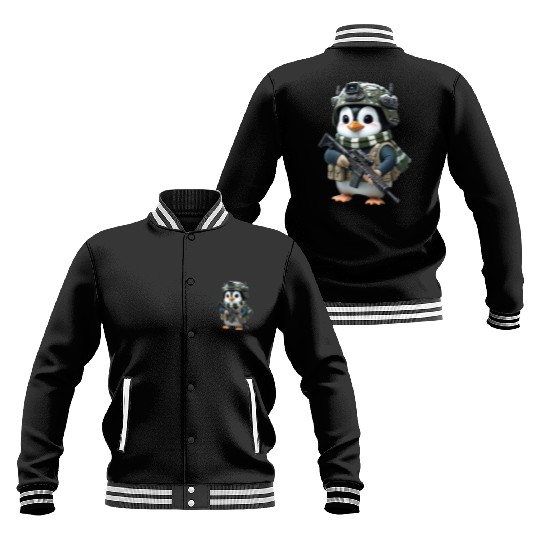 Penguin In Military Baseball Jackets