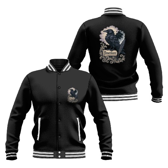 Baroque Raven Nevermore Scroll Poe Poetry Baseball Jackets