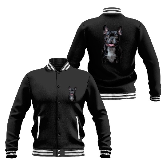 Charming French Bulldog Portrait Capturing Joyful Baseball Jackets