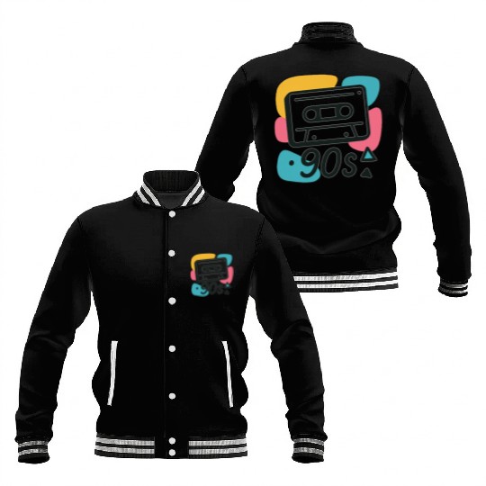 Name: Colorful 90s Cassette Tape Design Baseball Jackets