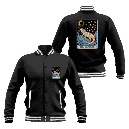 The Beardie Tarot Card Pogona Reptile Lover Baseball Jackets